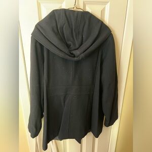 Black Hooded Wool Peacoat